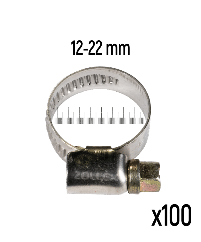 Schlauchschelle aus Edelstahl - 12–22 mm (100 Stk.)