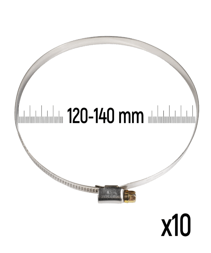 Schlauchschelle aus Edelstahl - 120–140 mm (10 Stk.)