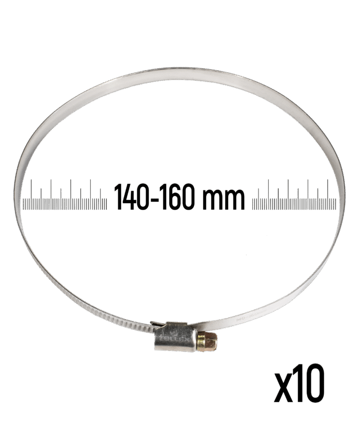 Schlauchschelle aus Edelstahl - 140–160 mm (10 Stk.)