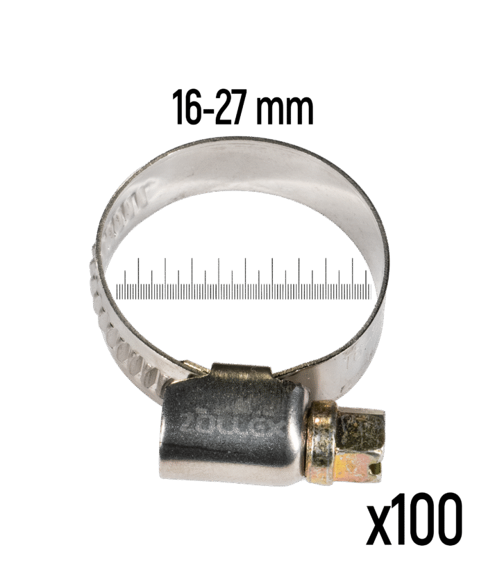 Schlauchschelle aus Edelstahl - 16–27 mm (100 Stk.)