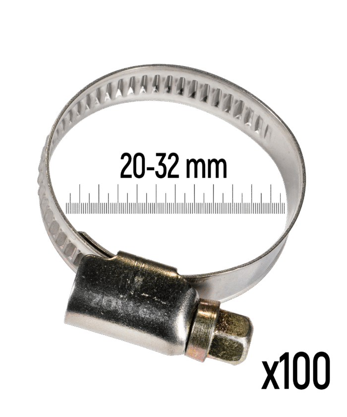 Schlauchschelle aus Edelstahl - 20–32 mm (100 Stk.)