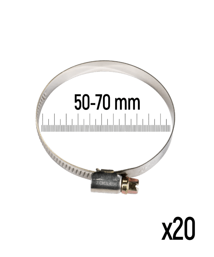 Schlauchschelle aus Edelstahl - 50–70 mm (20 Stk.)