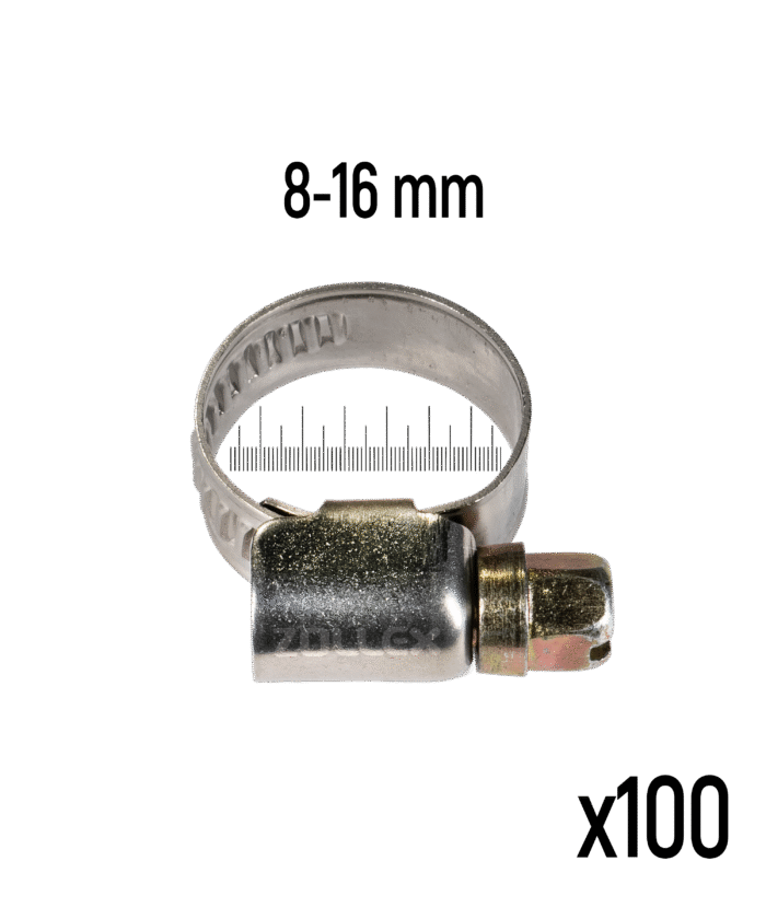 Schlauchschelle aus Edelstahl - 8–16 mm (100 Stk.)