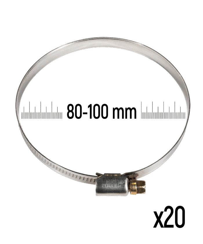 Schlauchschelle aus Edelstahl - 80–100 mm (20 Stk.)
