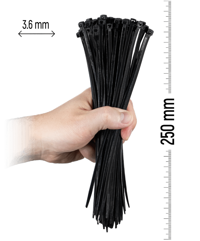 Nylon-Kabelbinder 100 Stück - 250×3,6 mm Schwarz