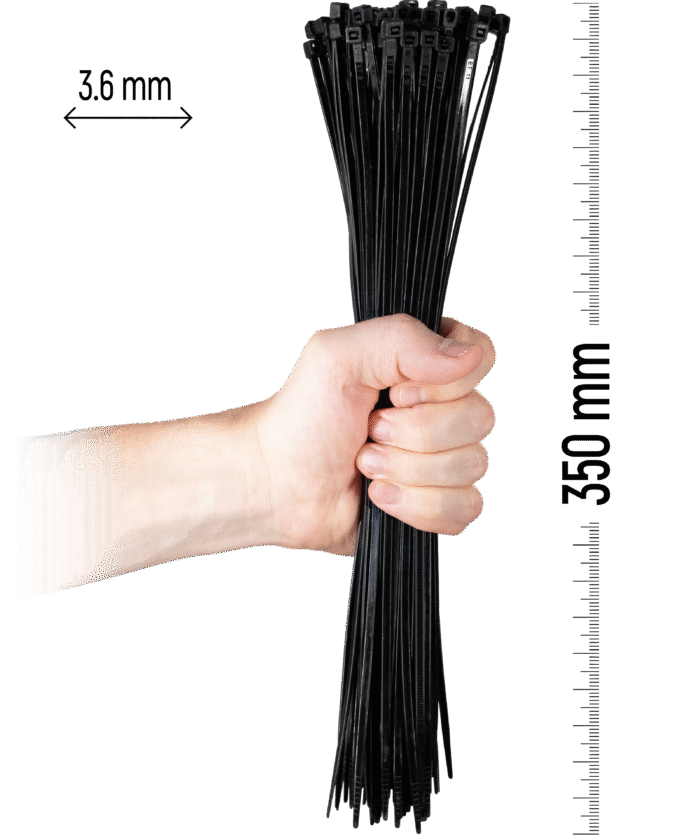 Nylon-Kabelbinder 100 Stück - 350×3,6 mm Schwarz