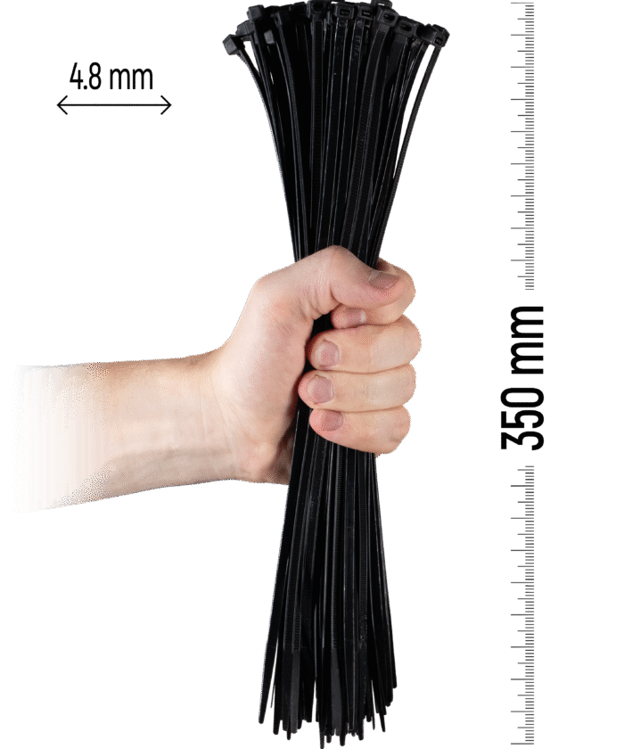 Nylon-Kabelbinder 100 Stück - 350×4,8 mm Schwarz