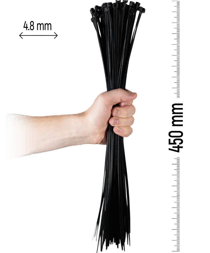 Nylon-Kabelbinder 100 Stück - 450×4,8 mm Schwarz