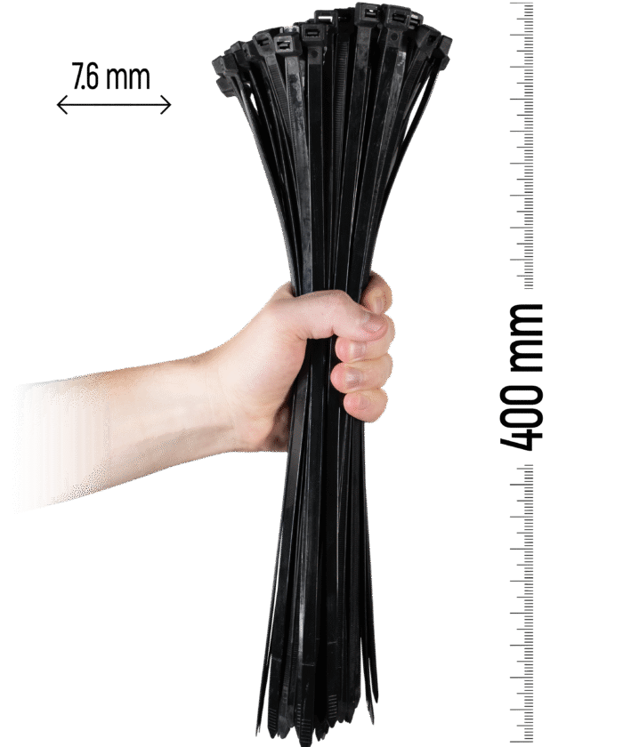Nylon-Kabelbinder 100 Stück - 400×7,6 mm Schwarz