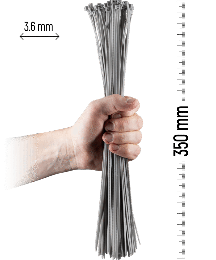 Nylon-Kabelbinder 100 Stück - 350×3,6 mm Grau