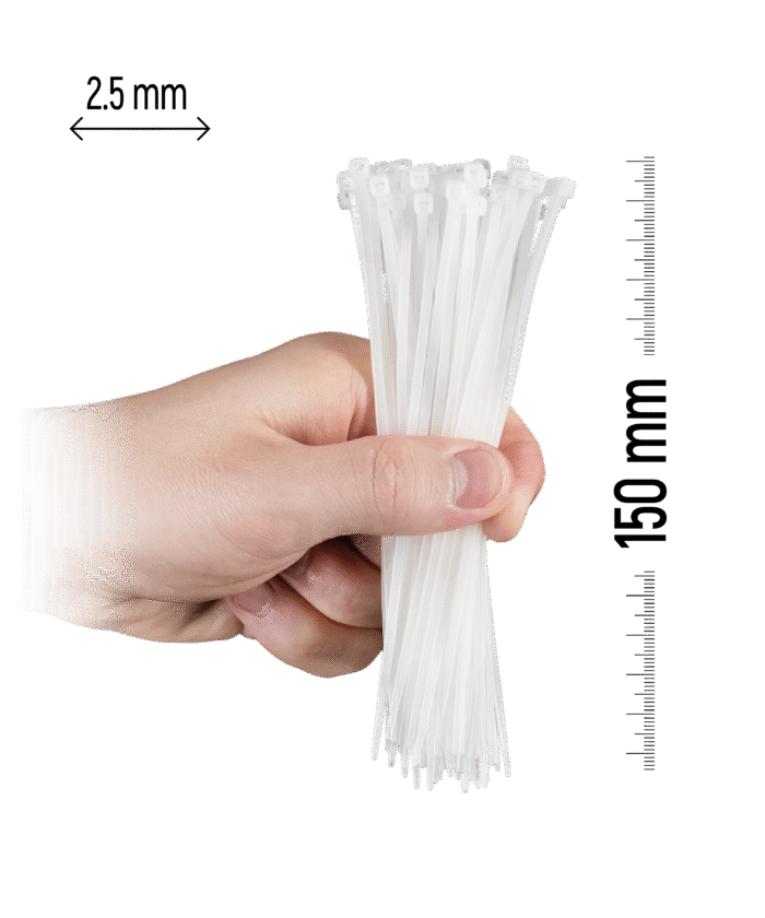 Nylon-Kabelbinder 100 Stück - 150×2,5 mm Weiß
