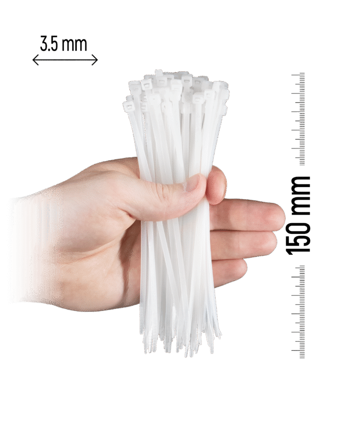 Nylon-Kabelbinder 100 Stück - 150×3,5 mm Weiß