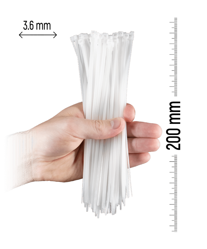 Nylon-Kabelbinder 100 Stück - 200×3,6 mm Weiß