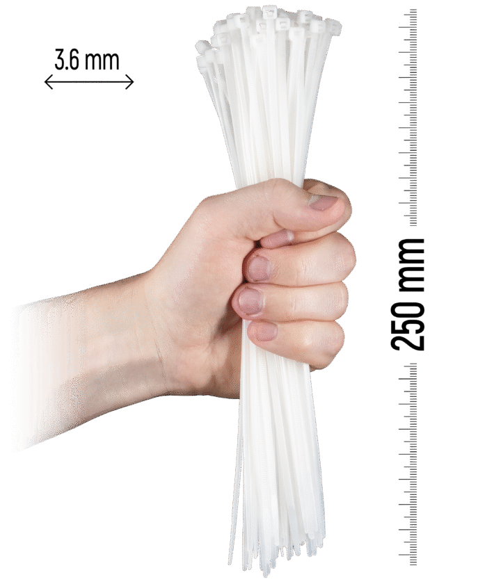 Nylon-Kabelbinder 100 Stück - 250×3,6 mm Weiß