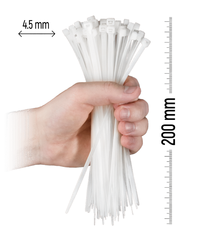 Nylon-Kabelbinder 100 Stück - 200×4,5 mm Weiß