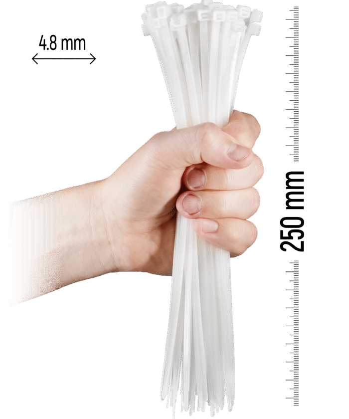 Nylon-Kabelbinder 100 Stück - 250×4,8 mm Weiß