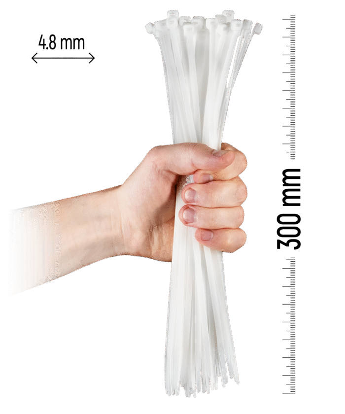 Nylon-Kabelbinder 100 Stück - 300×4,8 mm Weiß