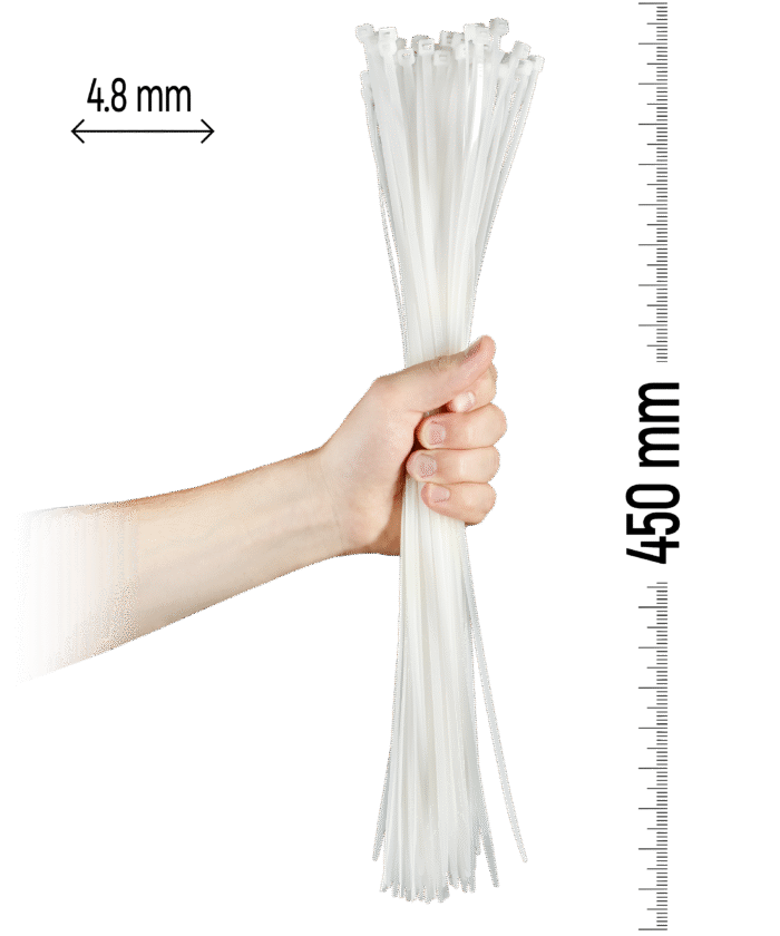 Nylon-Kabelbinder 100 Stück - 450×4,8 mm Weiß