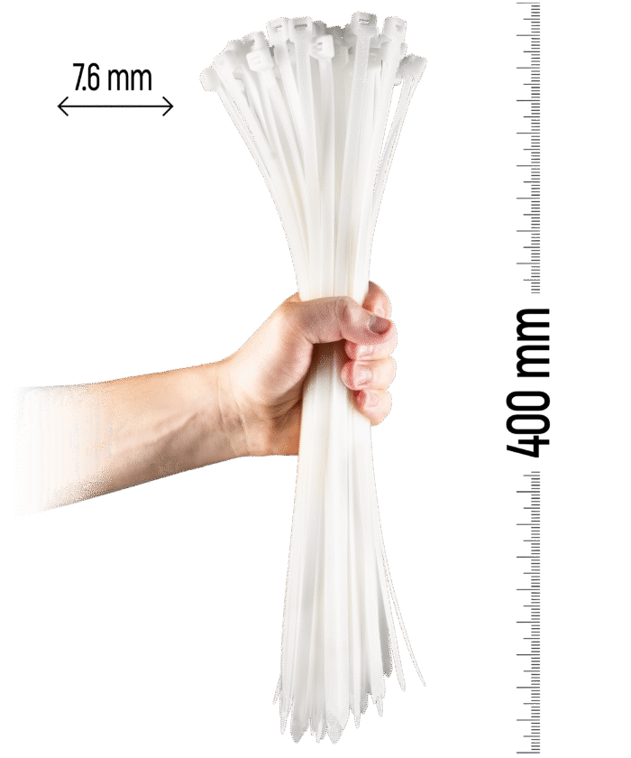 Nylon-Kabelbinder 100 Stück - 400×7,6 mm Weiß