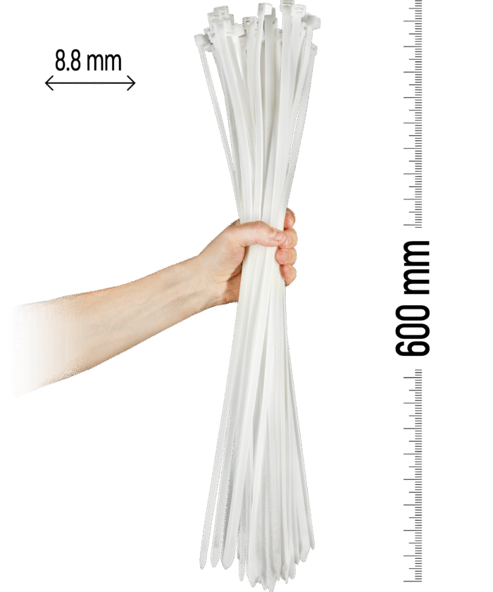 Nylon-Kabelbinder 100 Stück - 600×8,8 mm Weiß
