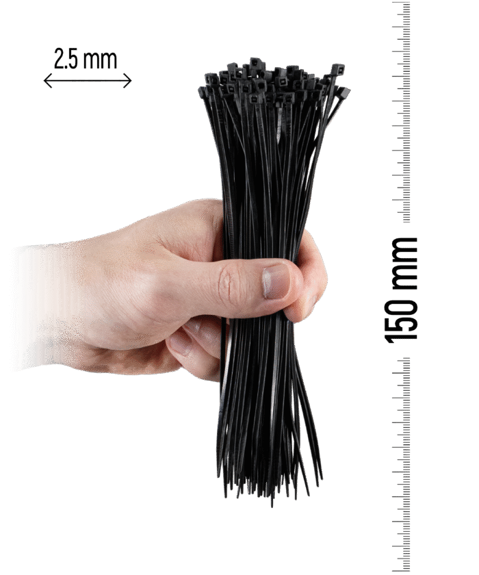 Nylon-Kabelbinder 100 Stück - 150×2,5 mm Schwarz